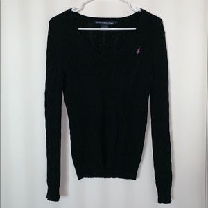 ralph lauren black v-neck sweater